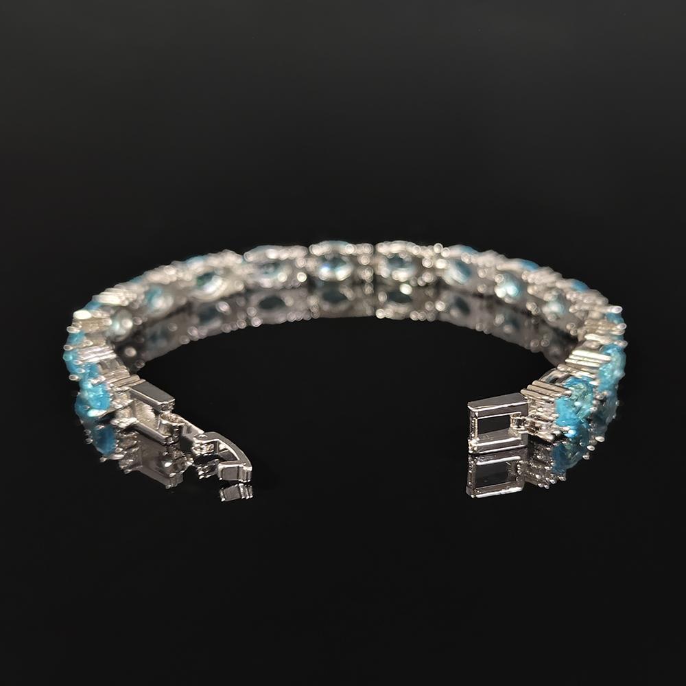 New Luxury SKY Blue Color Oval Bracelet Bangle for Women Anniversary Gift Jewelry Wholesale S6114