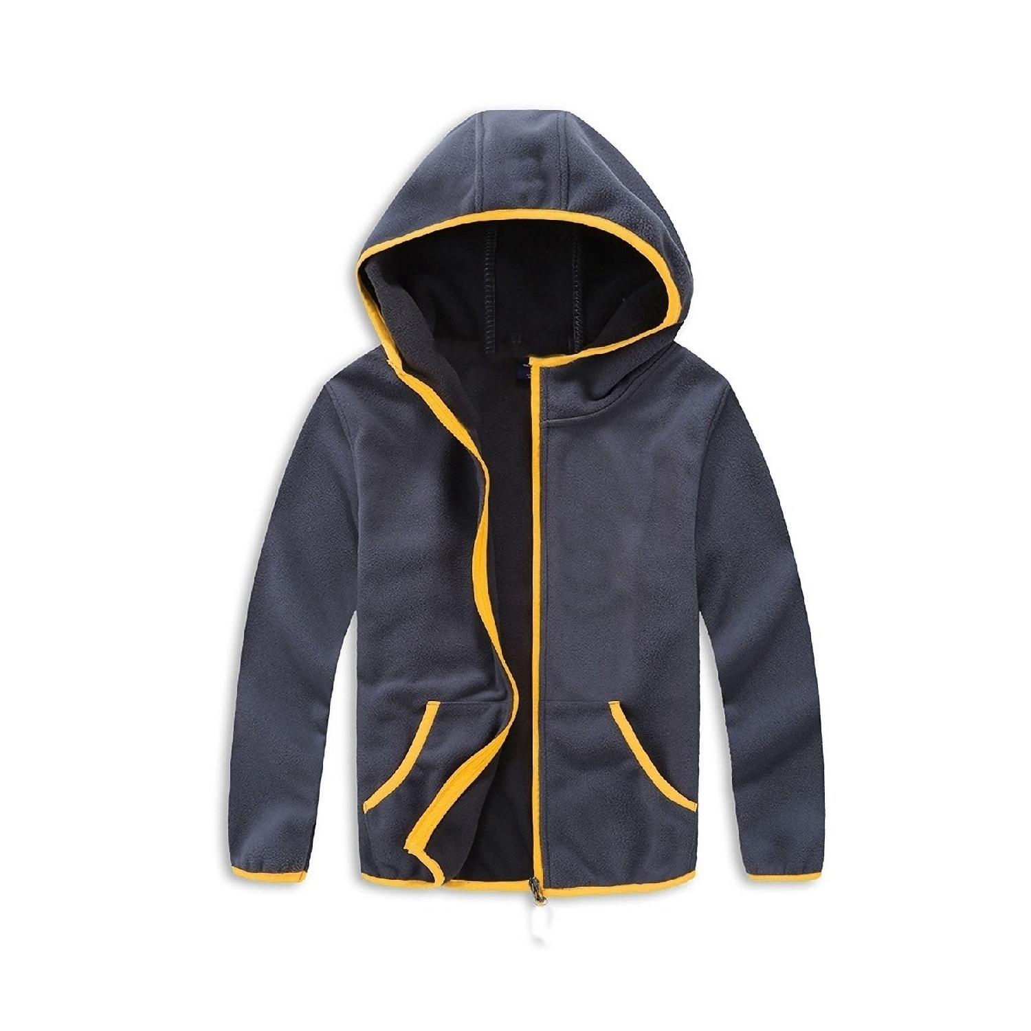 

Детский флисовый кардиган с капюшоном - флисовый свитер дымчатого цвета для мальчиков и девочек 4 Yaş grullo