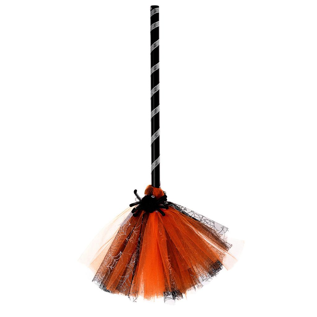 Halloween Witch Hat with Broom Set Decorative Ornament Decorative Crafts Supplies for Festival Holiday Costume Cosplay
