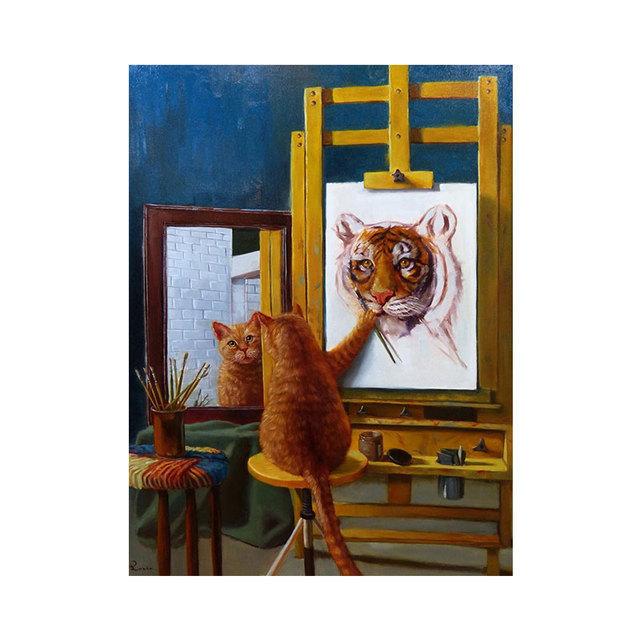 Funny Cute Cat Canvas Paintings Animal Big Eyes Kitty Posters and Prints Black and White Pictures for Kids BedRoom Home Decor No Frame