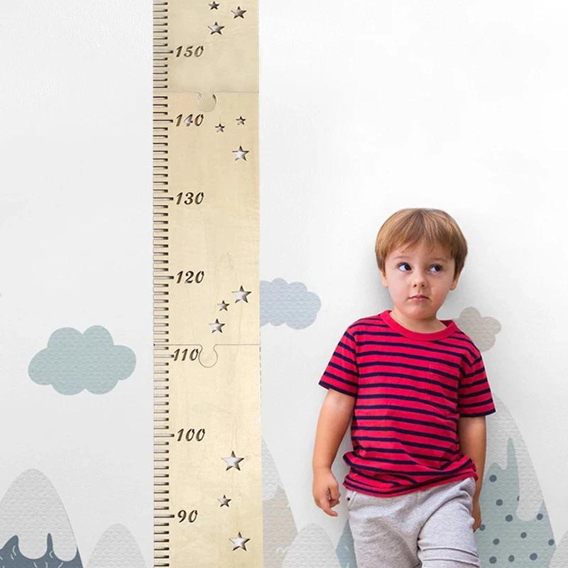Nordic Wooden Kids Height Growth Chart Ruler Baby Children Height Gauge Room Decoration Wall Meter Measurement Stickers