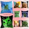 Süßer Grüner Alien-Katzen-Kissenbezug Kissenbezug Heimdeko Geburtstagsgeschenk Kissenbezug