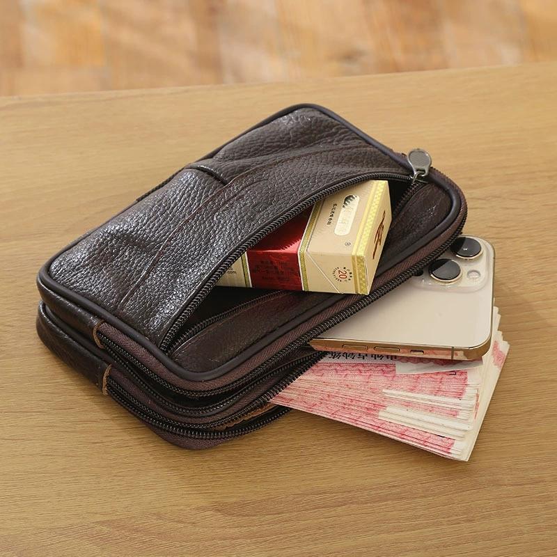 Genuine Leather Hand Bags For Men Large Capacity Money Purse Cell Mobile Phone Pocket Women Soft Double Zipper Male Clutch Bags