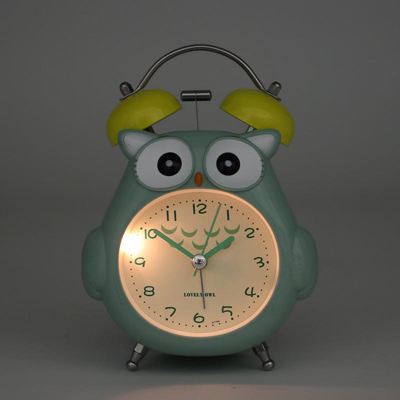 Cartoon Ringing Alarm Clock Small Alarm Clock Head Luminous Student Using Children's Silent Clock Bedroom Pig Clock Mini