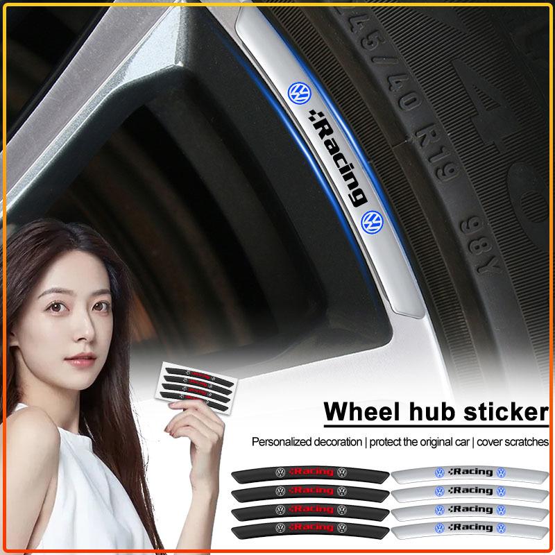 4Pcs Car Badge Emblem Wheel Hub Rims Decor 3D Stickers Aluminum For Volkswagen Golf-5 6 7 MK6 Jetta Lavida Polo Tiguan Passat B5 B6 B7