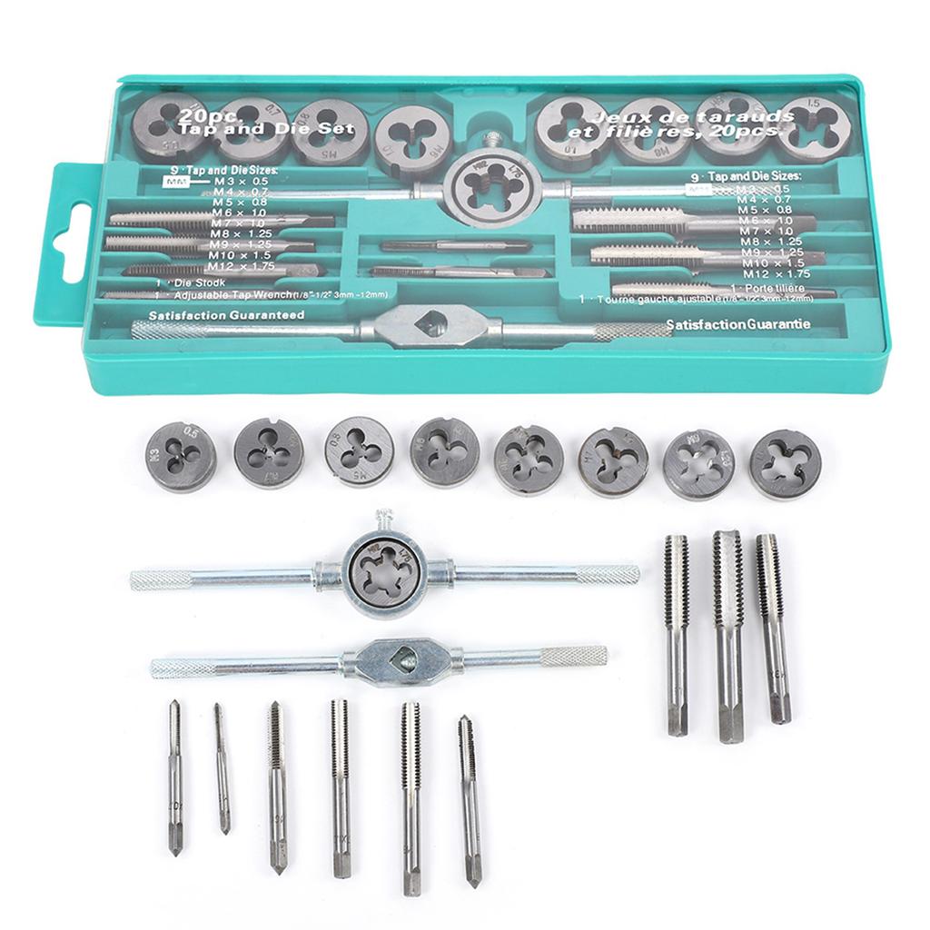 20pcs Metric Thread Tap Die Set Alloy Portable High Hardness Tap Die Hand Tools Set