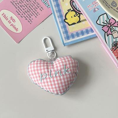 1 Adet Sevimli Pamuk Dolgulu 3D Izgara Kalp Anahtarlık Araba Çanta Kolye Sırt Çantası Kolye Küçük Süs Kız İçin Hediye Anahtarlık Aksesuarları