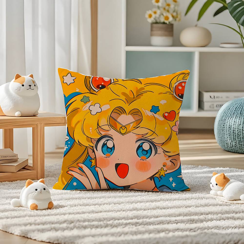 Sailor Moon Sailor Neptune Anime Plush Pillow Cover Soft Short Plush Cushion Cover For Sofa Bedroom Home Decor Gift Decoration