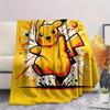 Happy Pikachu  Print Flannel Blanket, High quality Comfortable for All Seasons, Home Decor, Warmth and Comfort