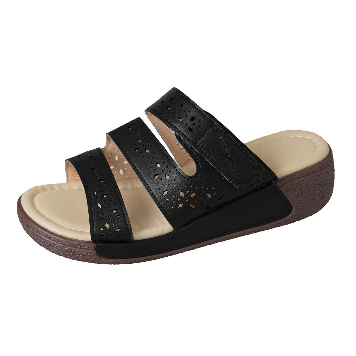 

Fashion Summer Fashion Women Slip on Platform Wedges Comfortable Non-slip Plus Size Shoes for Women 36-43 Slippers Women Sandals 43 чёрный