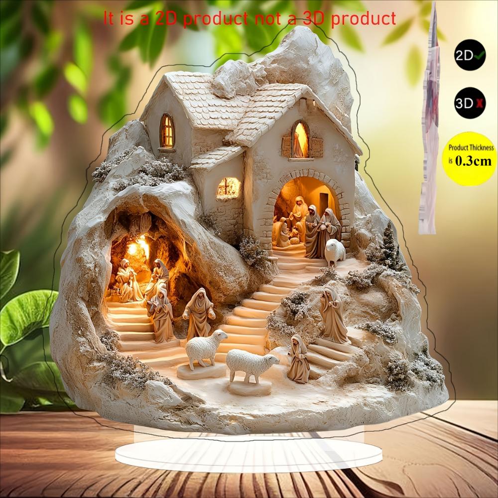 Nativity Scene, 2D Flat Acrylic, Tabletop Decoration, Suitable for Living Room, Office, Gifts, Christmas, Easter, Halloween