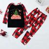 Family Matching Christmas Pajama Set with Long Sleeve Raglan Top and Pants for Women Men and Kids