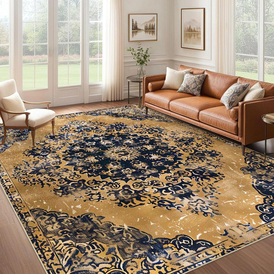 Persian Retro Large Carpets for Living Room Decoration Home Rug Boho Non-slip Bedroom Lounge Rugs Customize Coffee Tables Mat