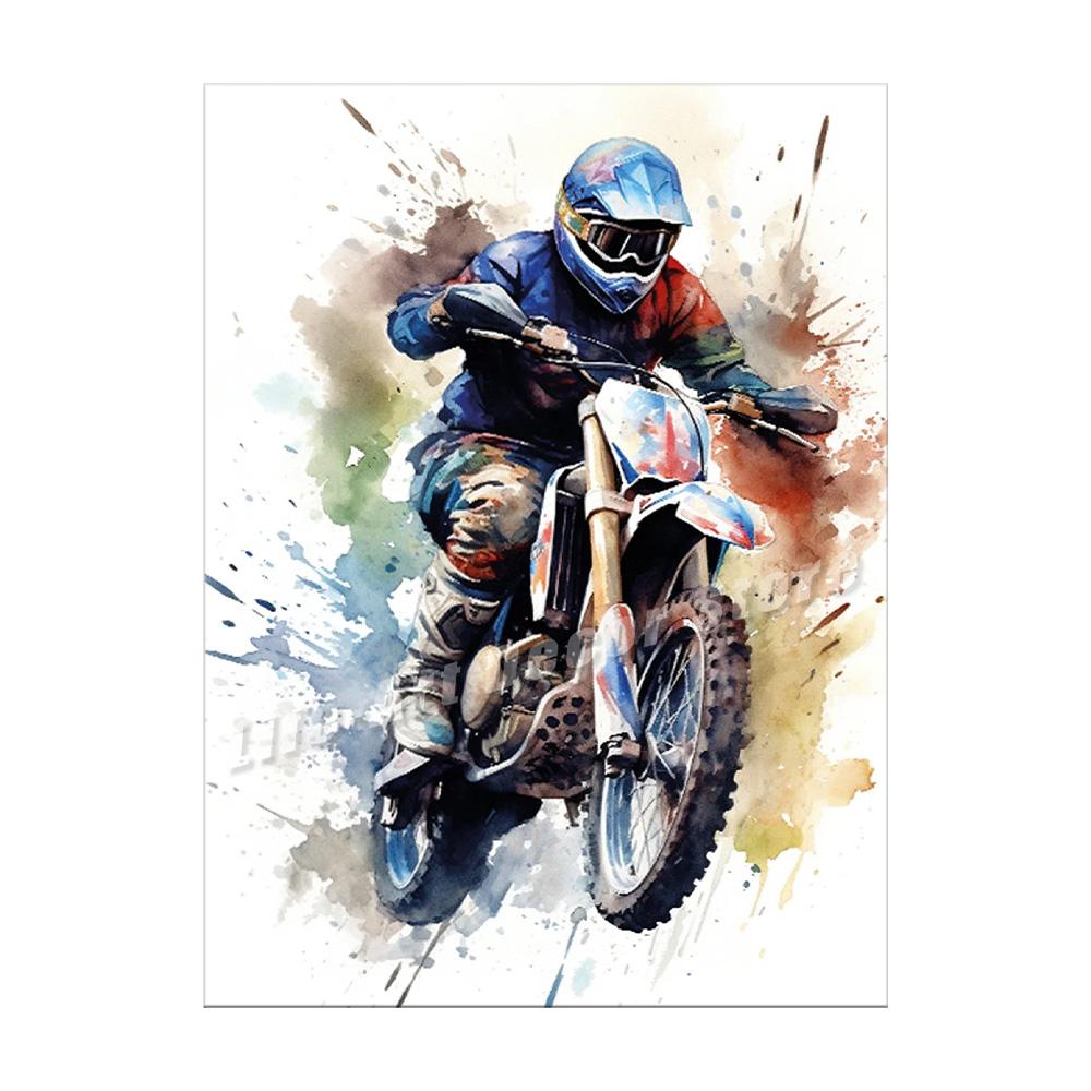 Watercolour Dirt Bike Motocross Posters Prints Canvas Painting Motorcycle Motorbike Wall Picture for Room Home Decor Biker Gift
