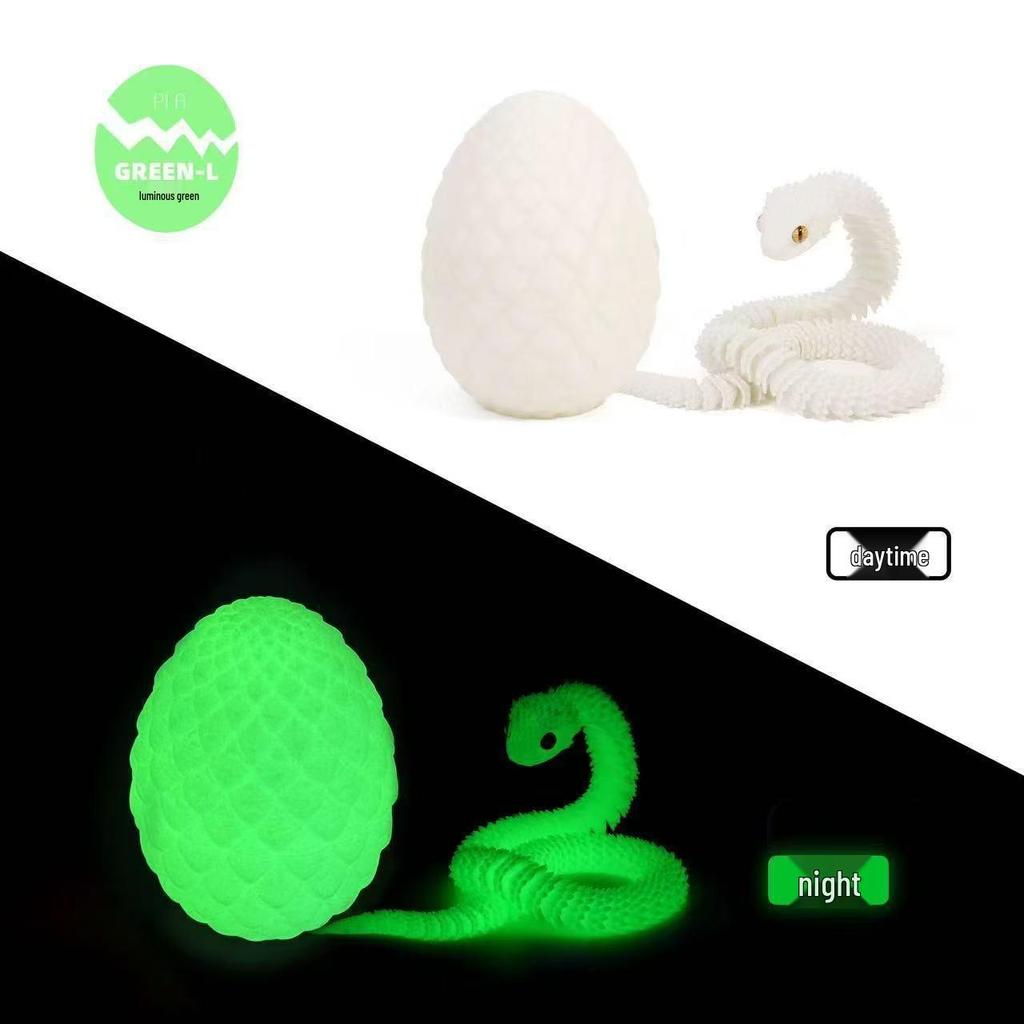 3D Printed Viper Egg Set: Articulated Small Snake Figurine Desktop Ornament Toy for Children