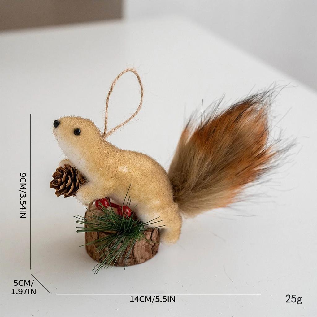 Christmas Squirrel Ornament Ball Christmas Tree Pendant Party Decoration Cute Hairy Ornament Christmas Tree 3D Hanging Decor