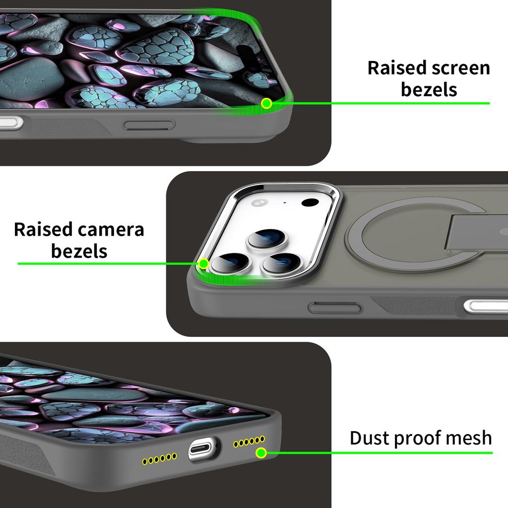 Desert Gold Folding holder magnetic phone case for iPhone 17 16 15 14 13 12 11 Pro Max Air Plus magsafe charging hard back cover