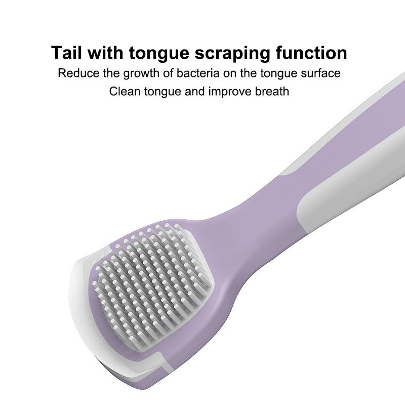 Double Head Toothbrush With Tongue Scraper Tongue Oral Cleaning Brush Reusable Fresh Breath Oral Hygiene Care Cleaning Tools