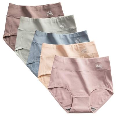 TDIOSN Women's Deep-Fit Panties, Soft Cotton, Comfortable, Sweat-Absorbent, Breathable, Plus Sizes, Fully Covers the Stomach and Shapes the Butt [Set