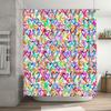 Colorful Love Heart Print Shower Curtain Waterproof Decorative Bathroom Liner Set