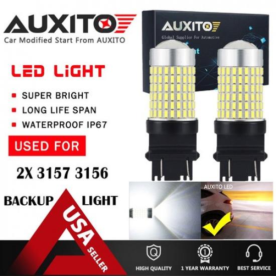 

AUXITO 2X 3157 3156 Back Up Reverse Light LED Turn Signal light White 144SMD EC