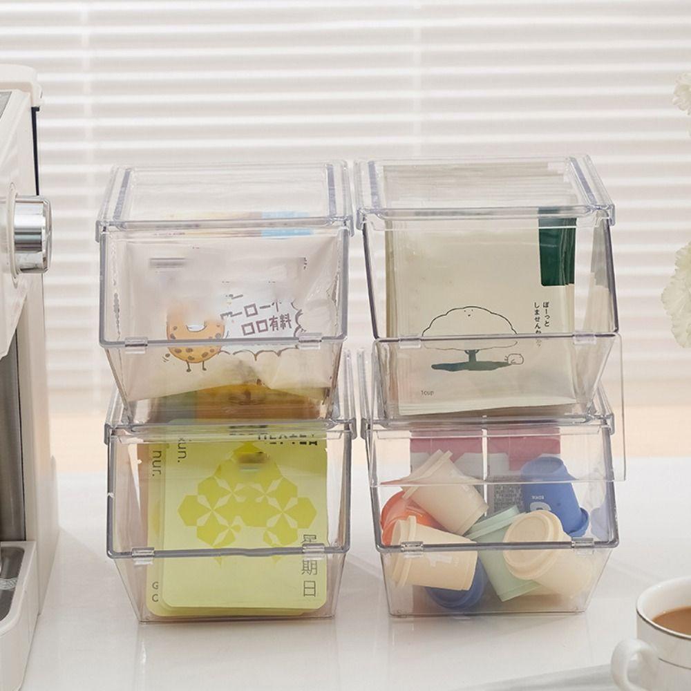 Stackable Tea Bag Storage Box Acrylic Tea Bag Holder Household Tea Bag Organizer Capsule Coffee