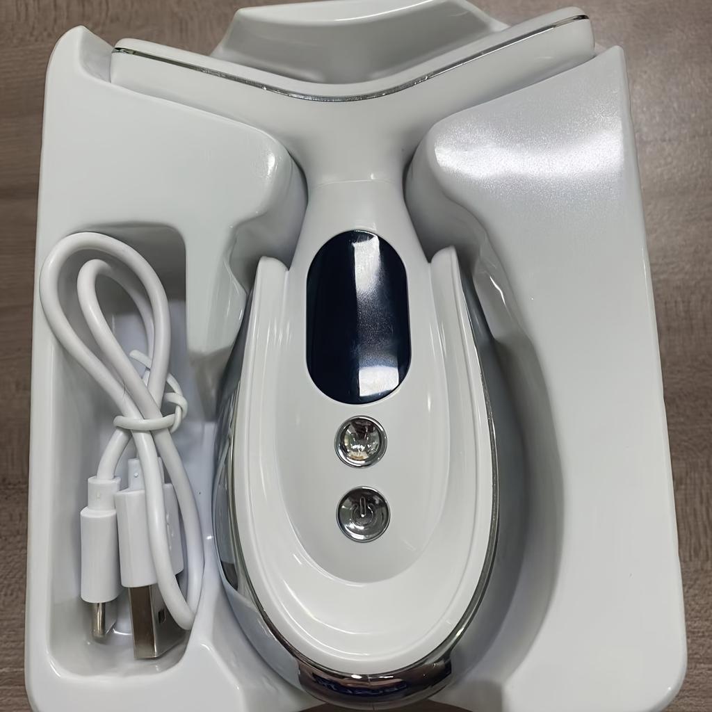 Wiederaufladbares LED-Gesichts- und Nackenmassagegerät in sieben Farben, Schönheits- und Hautpflegewerkzeug für Gesicht und Nacken