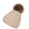 Gorro de Punto de Hilo Retorcido de Terciopelo Europeo y Americano con Pompón de Piel Sintética de Mapache - Estilo Versátil para Padres e Hijos