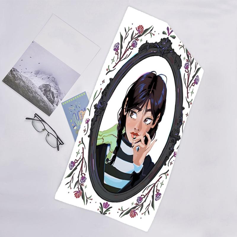 1pc Addams Family Wednesday9 Beach Towel, Sports Cape, Beach and Seaside Swimming Pool Equipment, Fashion Pattern, Rectangular, Travel Essentials
