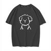 Cute And Simple Puppy Print Ins Loose Couple Short Sleeved Tshirt Trendy White Versatile Unisexs And Unisexs Half Sleeves