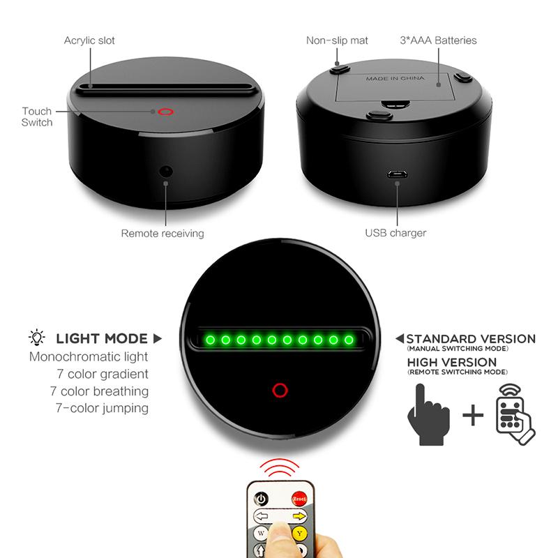 Ne Custom Photo Creative 3D Illusion Anime Lamparas Acrylic Table Desk Base LED Christmas Lamp Kid'S Room Decor Night