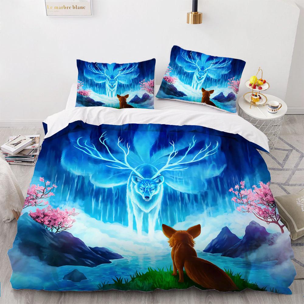 3D Animal Bedding Set Boys and Men Down Duvet Covers Pillowcases 2/3pcs, King Queen Double Bed Cover Gift