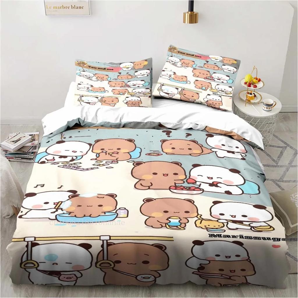 Cute Bubu and Dudu Cartoon Print All Season Twin Bedding Set  Comforter Set Bed Duvet Cover Double King Comforter Cover