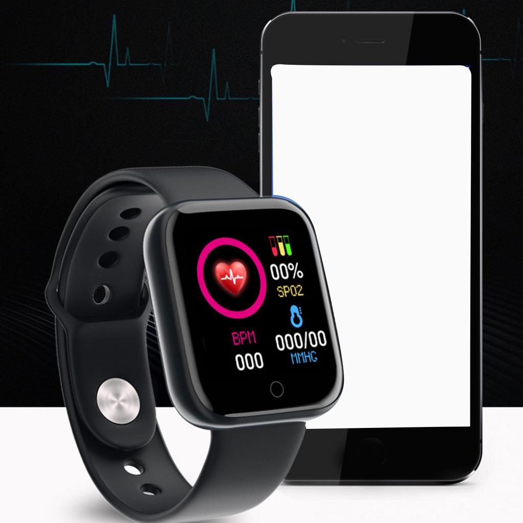 Y68 Smartwatch Heart Rate Monitor Fitness Activity Tracker Smartwatch for Sleep Monitoring Remote Photo Taking Black
