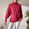 Women's Bottoming Shirt Autumn And Winter Women's Solid Color Simple Bat Sleeve Top Turtleneck Lapel Sweater