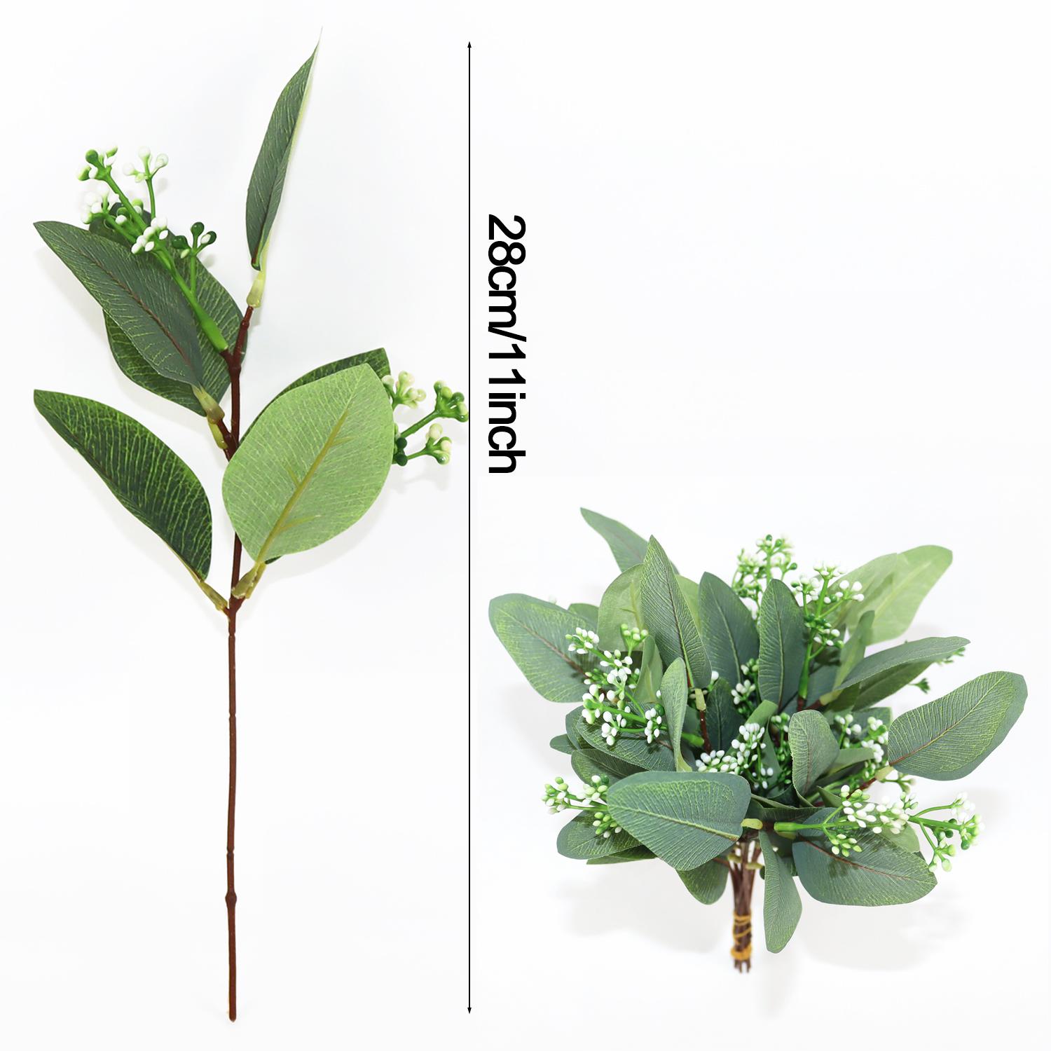 

5/10 шт. Искусственное зеленое растение Поддельная ветка листа эвкалипта Свадебные цветочные букеты Настенные венки Домашний сад Ваза DIY Украшения 5pcs