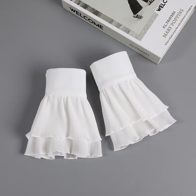 Women Girls Fake Flare Sleeves Mesh Pleated False Cuffs Sweater Blouse Wrist Arm Cover Gloves Warmers Accessories