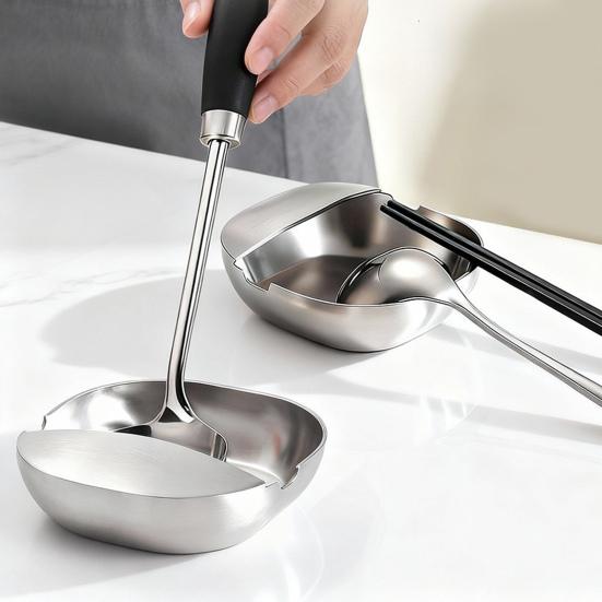 Edelstahl Löffelablage für Herdplatte Küchenarbeitsplatte Selbststehender Schöpflöffelhalter Kochutensilienablage für Löffel Spatel