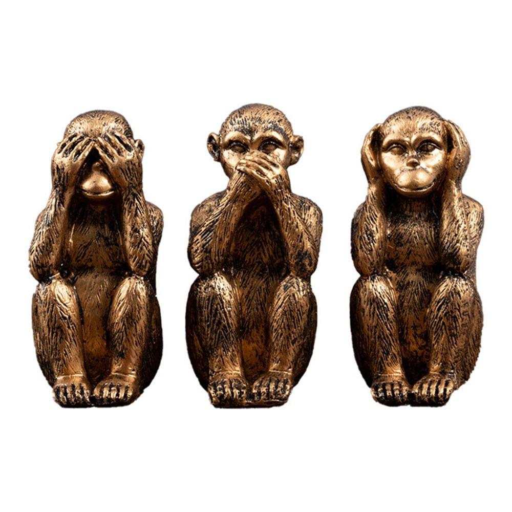 Resin Three Wise Monkeys Figurines Don't See Don't Speak Home Decor Crafts Don't Hear Creative Design Feng Shui Ornaments