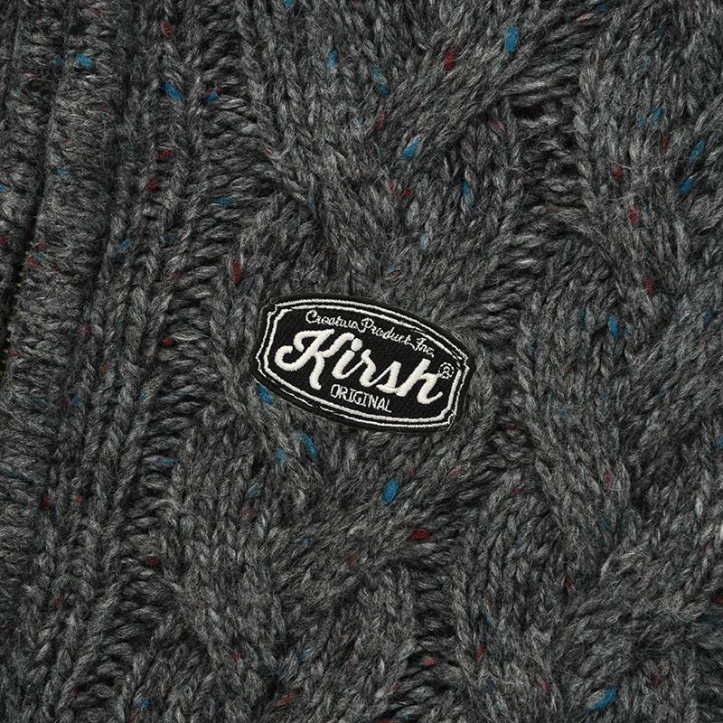 KIRSH Uni Logo Wappen Cable Collar Knit Zip-Up [Charcoal]