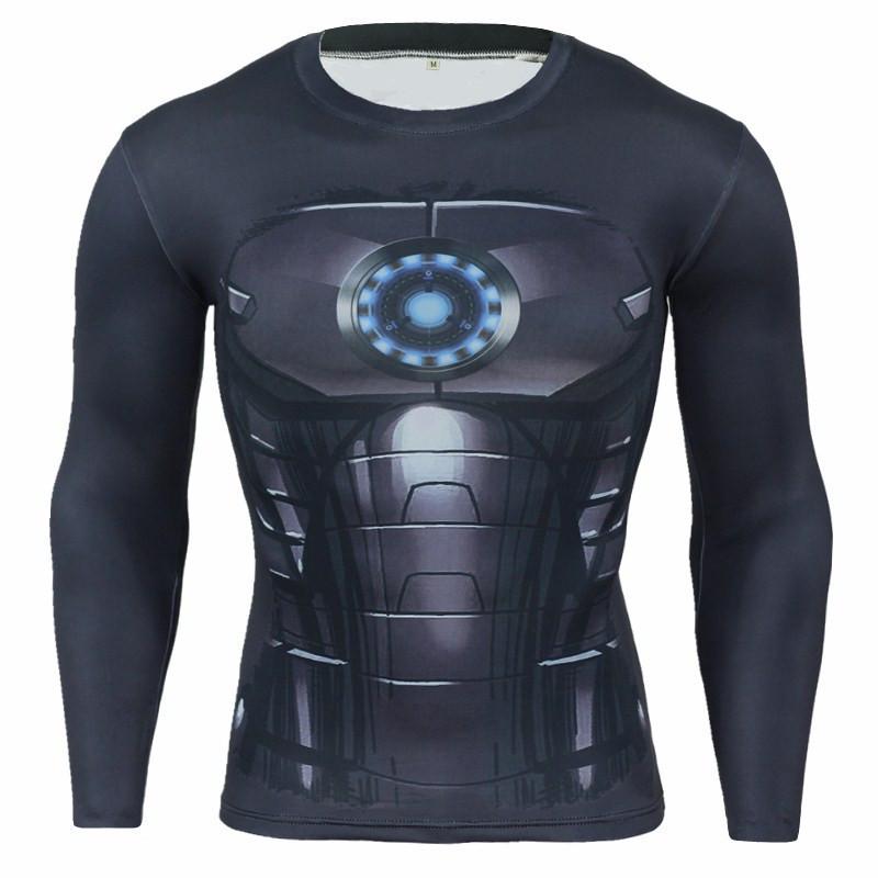 Spring and Autumn Round Neck 3D Superhero Series Printed Top Fashionable Casual Long Sleeved Men's T-shirts