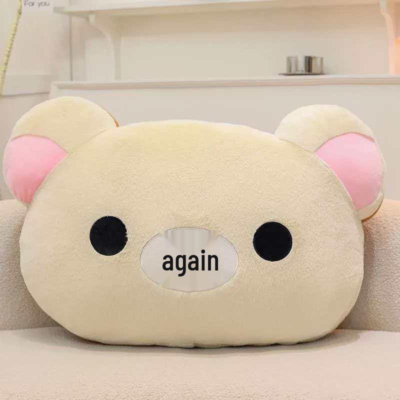Rilakkuma Bear Backrest Pillow with Doll - Perfect for Dorm Rooms, Birthdays, and Bedroom Decor.