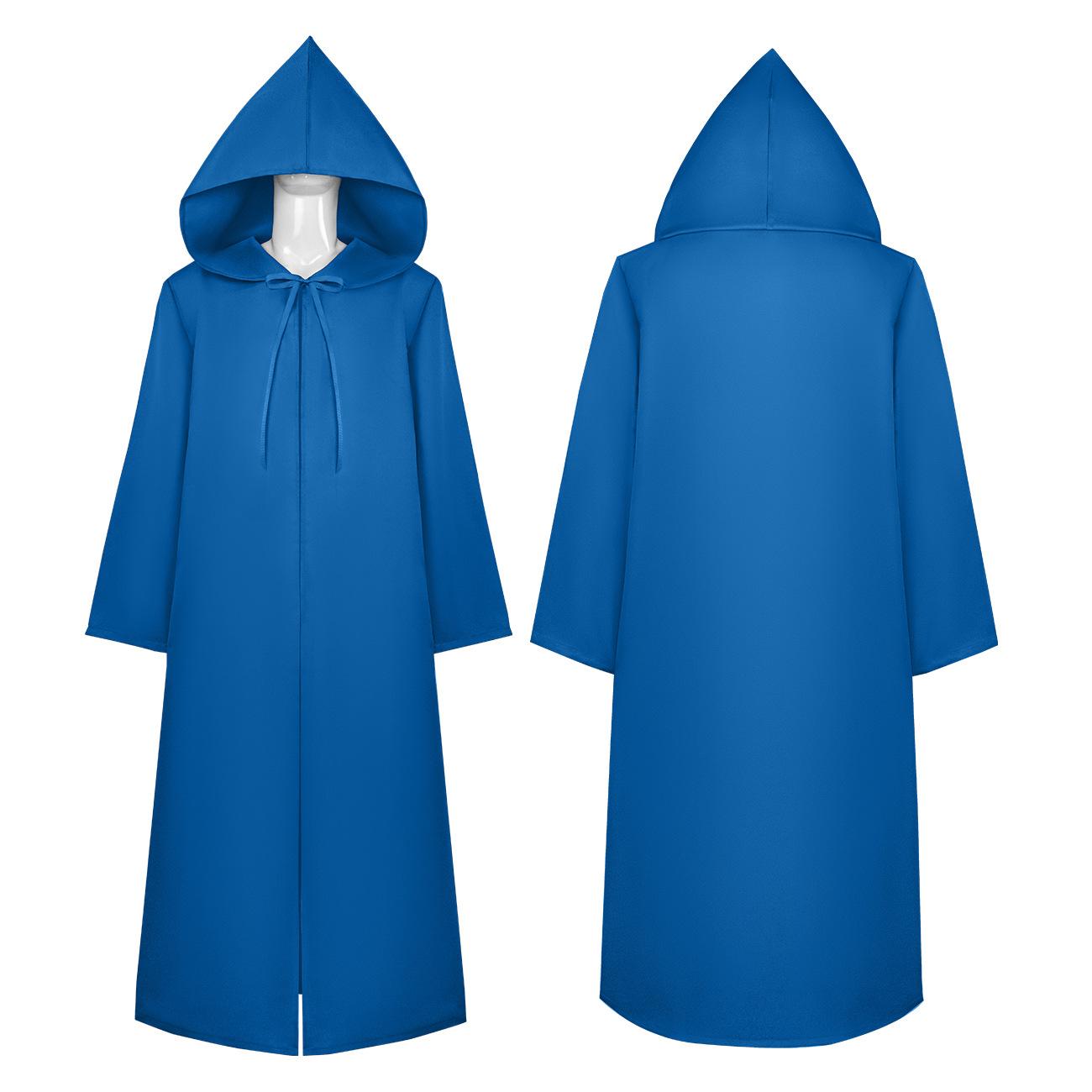 

Взрослый плащ на Хэллоуин с капюшоном средневековый костюм ведьмы колдовство вампира Хэллоуин плащ волшебника халат платье пальто L синий