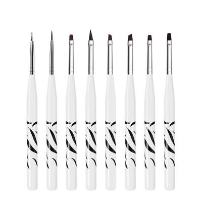 8pcs/set Nail Art Acrylic French Stripes Design Brush Dotting Picking Pen Manicure Tool