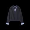 MIU Style Damen-Sweatshirt mit zweifarbigen Streifen im Fake-Zweiteiler-Look