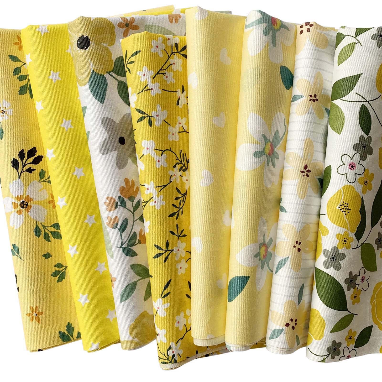 

Set of 8 Floral Star Stylish Fabric Scraps for and Yellow Fabric, 40x50cm, Crafts, Patchwork, More,