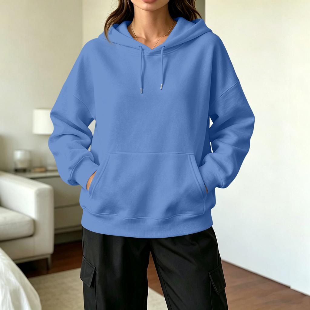 Women's Casual Hoodie with Drawstring Hood and Pockets for Everyday Wear