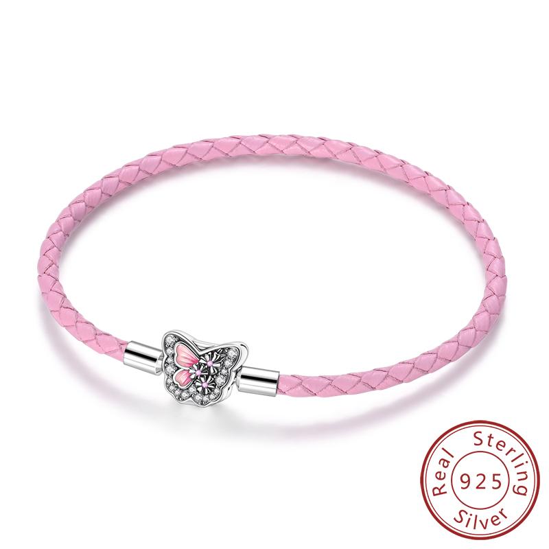 Original Bracelet Bangle 925 Silver Charm Bracelet 17-20CM Love Cross Snake Bone Bracelet for Women Girl DIY Jewelry