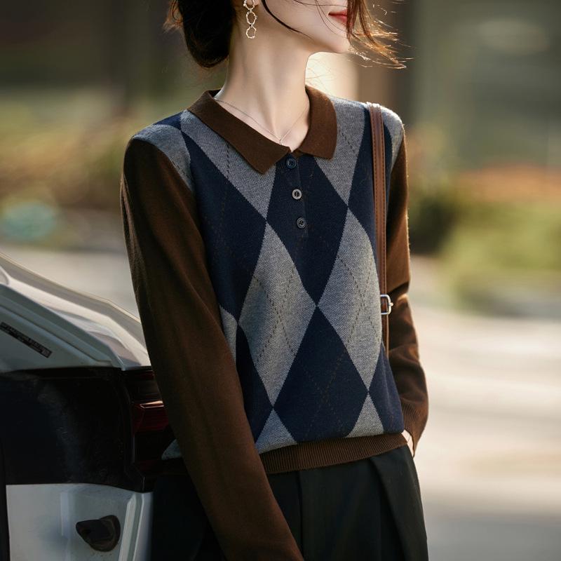 

Autumn 2025 Women s Loose Knit Long Sleeve Sweater - Versatile Fashion Top Large темный кофе