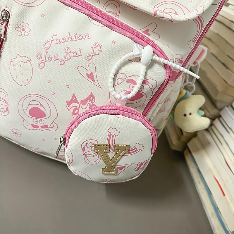 Printed Student Schoolbag Men's Large Capacity Travel Backpack Women's Campus Backpack with Coin Purse